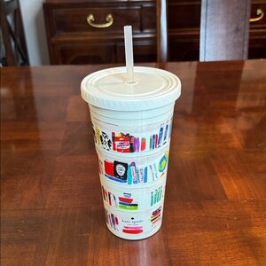 Kate Spade Like A Book Insulated 20oz Tumbler Cup Library Bookshelf Books